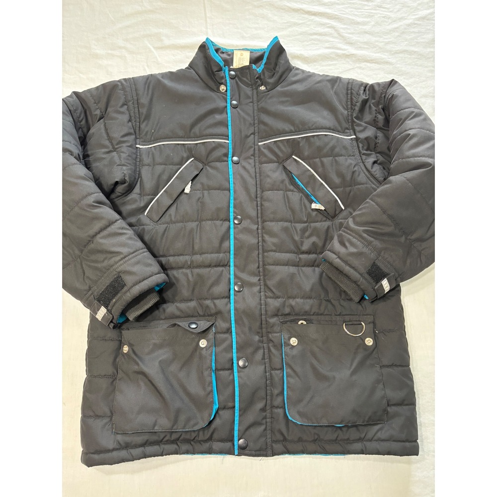 Hanna Andersson Winter Wear Quilted Parka Jacket Black Turquoise Mens Medium